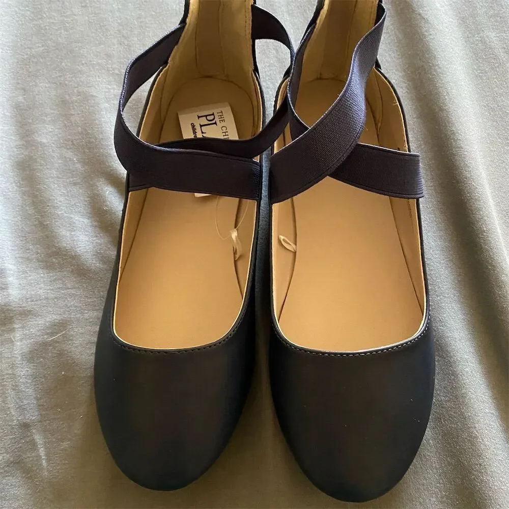 The Children's Place Girls Navy Blue Ballet Flats Elastic Strap